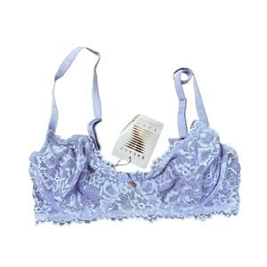 Savage X Fenty Women's Lace Adjustable Bra Lavender Size 32D Underwire Unlined